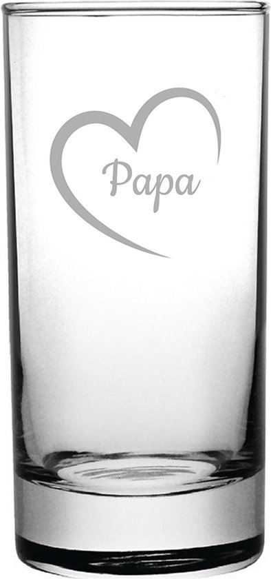 Verre long drink gravé 28.5cl Papa avec coeur