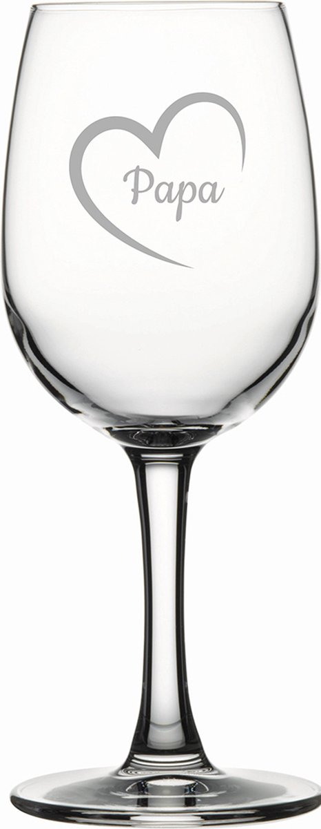 Gegraveerde witte wijnglas 26cl Papa met hartje