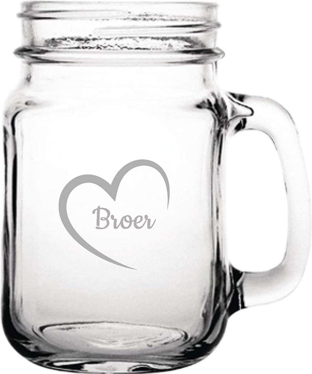 Gegraveerde Drinkglas 45cl Broer met hartje