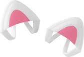 kwmobile 2x oreilles de chat pour casque - Oreilles de chat pour casque Overear - En silicone - En blanc / rose