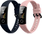 kwmobile 2x horlogebandjes geschikt voor HONOR Band 5 / Band 4 bandje - Smartwatch bandjes van TPU - Activity tracker horloge band in donkerblauw / oudroze