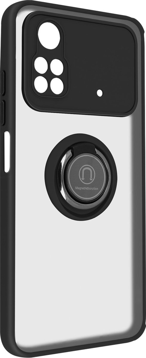 Geschikt voor Xiaomi Poco X4 Pro 5G Bi-materiaal Case Ring Video-Ondersteuning zwart