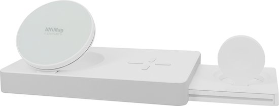 4smarts UltiMag Trident Draadloze Geschikt voor MagSafe Oplader 20W voor iPhone/AirPods/Apple Watch Wit