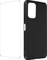 Geschikt voor Xiaomi Redmi Note 10/10s Soepele gel siliconen hoes en 9H gehard glas - zwart
