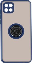 Geschikt voor Oppo A15 Bi-materiaal Case Ring Video-Ondersteuning blauw