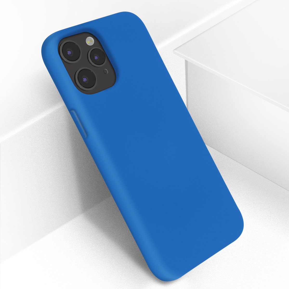 Avizar Hoesje Geschikt voor iPhone 12 Pro Max Semi-rigide QI Compatible, Blauw