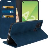 Geschikt voor Samsung A21s Wallet Case Soft-touch kaarthouder Magnetische klep donkerblauw