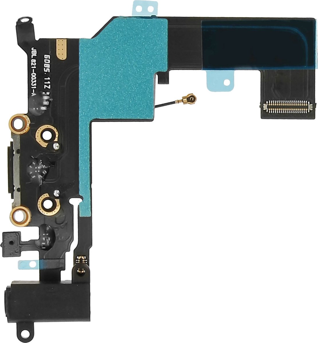 Avizar Nappe Prise de Charge pour Geschikt voor Apple iPhone SE - Connectique Lightning + Jack 3.5mm, Zwart
