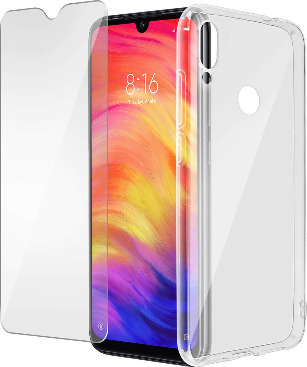 Geschikt voor Xiaomi Redmi Note 7-hoesje soepel siliconen gehard glas 9H transparant