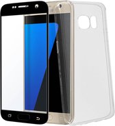 Geschikt voor Samsung Galaxy S7 Edge-hoesje soepel siliconen gehard glas 9H zwart