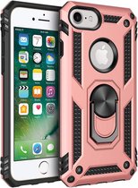 Ring Armor - Hoes met Kickstand Ring Geschikt voor: iPhone SE 2 2020 / 7 / 8 - Rosé Goud - Draaibare standaard - Magneet - ZT Accessoires