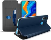 Geschikt voor Huawei P30 Lite/Honor 20S Hoesje Leer Textuur Kaarthouder+Standaard – Blauw