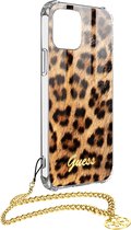 Coque iPhone 12 Pro Max Guess avec motif léopard et bracelet - Oranje