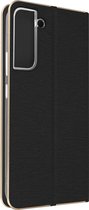 Geschikt voor Samsung Galaxy S22 Hoes Kaarthouder Video-standaard Forcell Luna Book Gold - Zwart
