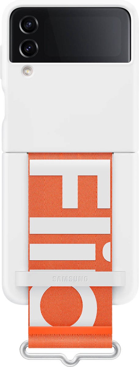 Samsung Siliconen Cover met Strap - Samsung Galaxy Z Flip4 - White