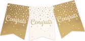 Party flag banner gold/white - Congrats
