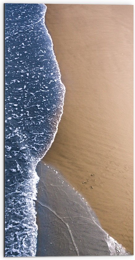 Dibond - Blauwe Zee met Strand - 50x100 cm Foto op Aluminium (Met Ophangsysteem)