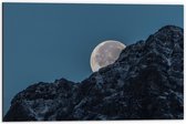 WallClassics - Dibond - Heldere Maan achter Rots - 60x40 cm Foto op Aluminium (Met Ophangsysteem)