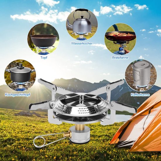 Kochmann® Germany Campingkooktoestel incl. draagtas, gaskoker 1-lamp (gaskoker incl. 16 x gaspatronen