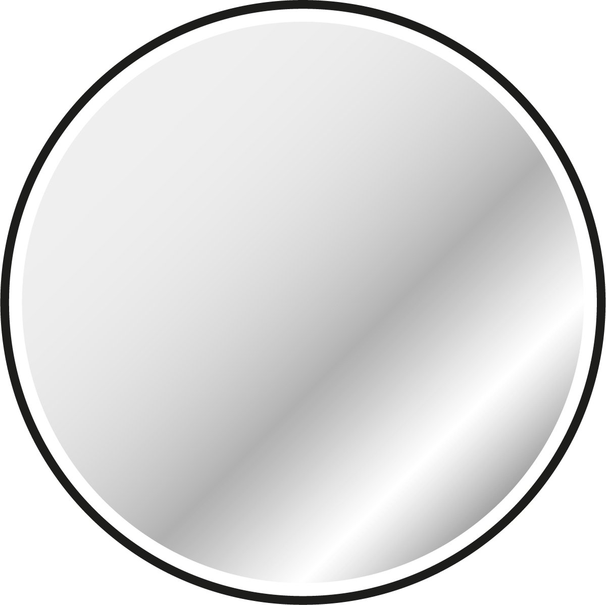 Miroir salle de bain ROND avec éclairage LED et contour noir - Diam 70cm