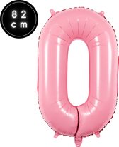 Cijfer Ballonnen - Nummer 0 - Roze - 82 cm - Helium Ballon - Fienosa