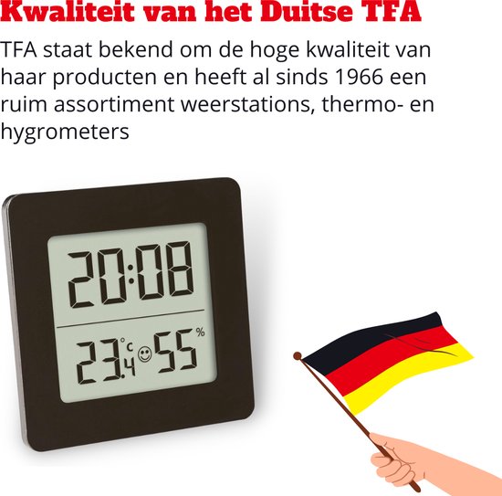TFA - Digitale Thermo Hygrometer - Vierkant - TFA-Dostmann