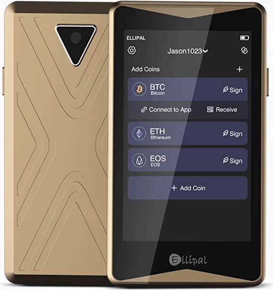 Ellipal Titan - Hardware Wallet - Air Gapped - Anti Temper - Wallet voor Bitcoin, Ethereum en vele andere crypto - Gold