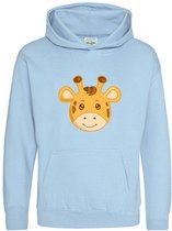 Pixeline Hoodie Giraffe Face Sky Blue 1-2 jaar - Pixeline - Trui - Stoer - Dier - Kinderkleding - Hoodie - Dierenprint - Animal - Kleding