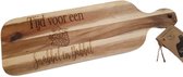 Acacia houten snijplank - Tijd voor Snabbel en Babbel - Tapas plank - Quote - Decoratief - Verjaardag 40 cm