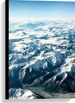 Canvas - Berglandschap met Sneeuw vanaf Boven - 40x60 cm Foto op Canvas Schilderij (Wanddecoratie op Canvas)