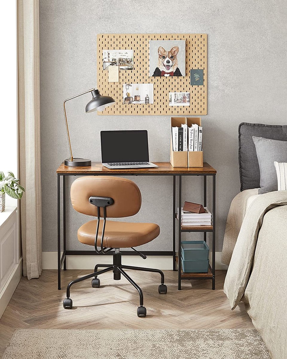 MIRA Home - Bureau - Computertafel - Bruin/Zwart - Hout/Staal - 50 x 100 x 75 cm thumbnail 3