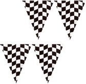 Haza Vlaggetjes - 3x Racing thema zwart/wit geblokt - 366 cm - plastic