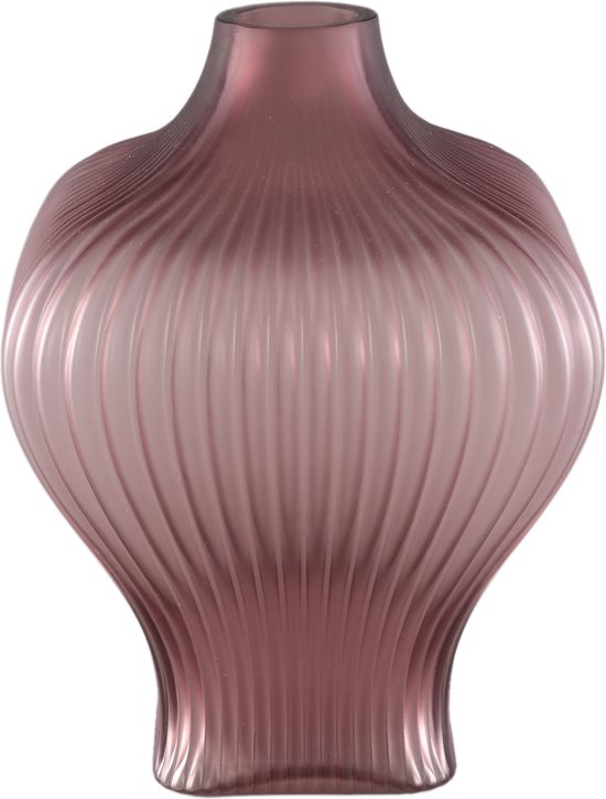 PTMD Halde Purple solid glass vase ribbed organic wide