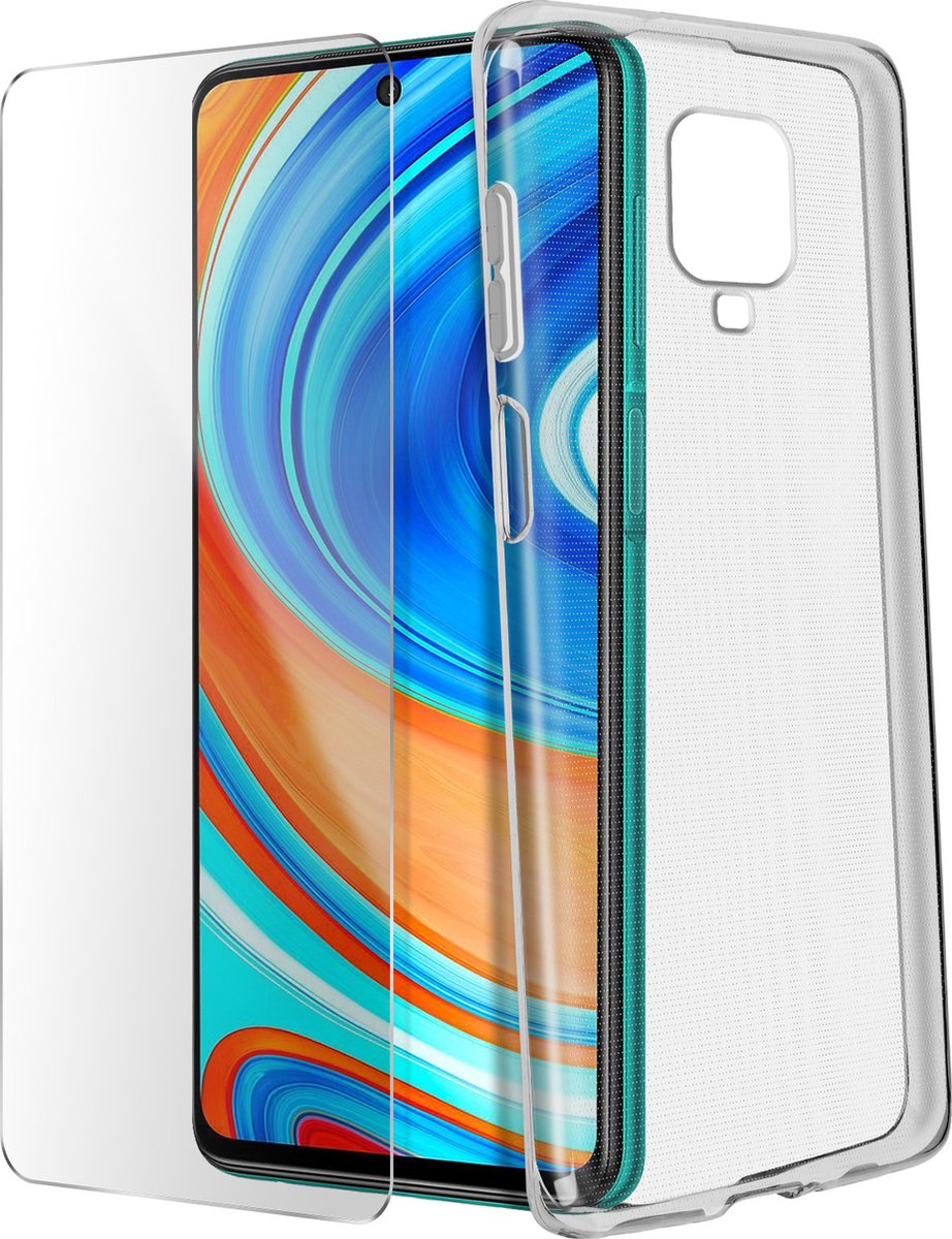 Redmi Note 9 Pro Max/9 Pro/9S-hoesje soepel siliconen gehard glas 9H transparant