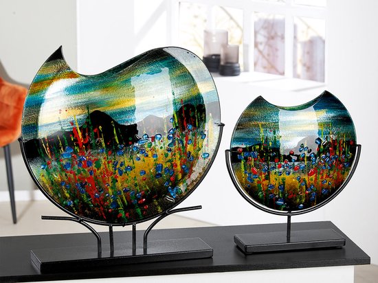 Glasfusion decoratie vaas Dila 46x10x48 cm - glazen vaas -decoratievaas doorschijnend