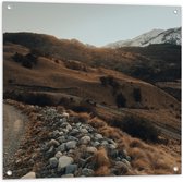 Tuinposter – Berglandschap met Sneeuw - 80x80 cm Foto op Tuinposter (wanddecoratie voor buiten en binnen)