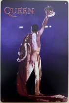 Queen Freddie Mercury mantel en kroon Reclamebord van metaal METALEN-WANDBORD - MUURPLAAT - VINTAGE - RETRO - HORECA- BORD-WANDDECORATIE -TEKSTBORD - DECORATIEBORD - RECLAMEPLAAT - WANDPLAAT - NOSTALGIE -CAFE- BAR -MANCAVE- KROEG- MAN CAVE