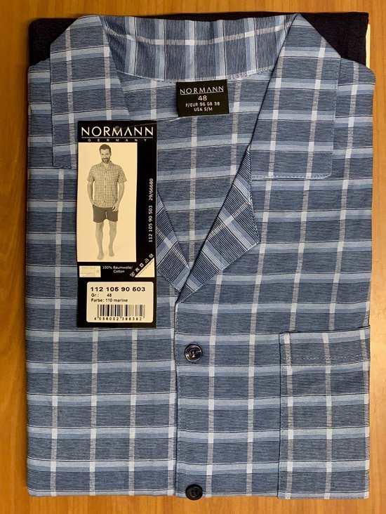 Heren shortama doorknoop Normann 10590503 - Blauw - 64/66