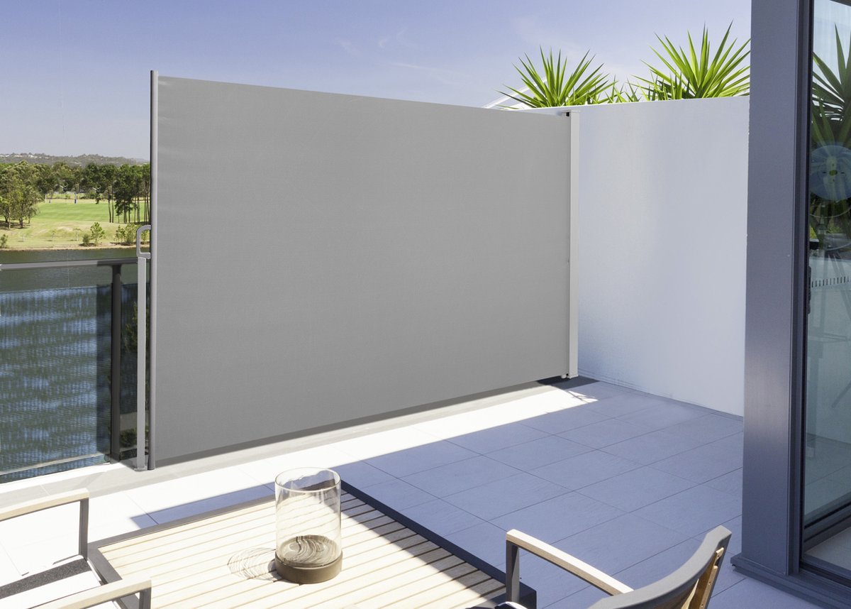 Elegante zijluifel - Verstelbaar en intrekbaar doek - Stijlvol en duurzaam - Hoogte 183 cm - Ideaal voor balkon - Antraciet - 190 cm x 300 cm