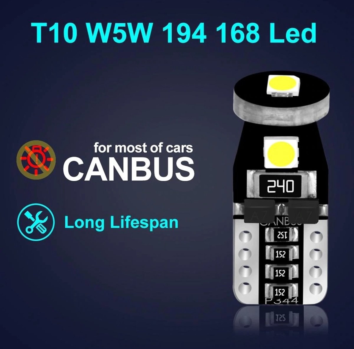 VCTparts 8000K T10 led W5W Verlichting (set) [Stadsverlichting - Parkeerverlichting - Kentekenverlichting - Interieurverlichting]