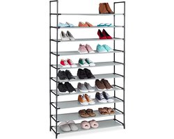 Shoe Rack Plastic / schoenenrek \ Office Shelf Open Shelves - Bookcase, Bookshelf, Standing Shelf, Easy Mounting for Living Room Bedroom Kitchen 176 x 99 x 29.5 cm, Grey