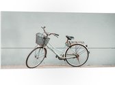 WallClassics - PVC Schuimplaat- Fiets geparkeerd bij Grijze Muur - 100x50 cm Foto op PVC Schuimplaat