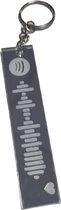 LBM 2x gepersonaliseerde spotify sleutelhanger - zilver - 10 cm