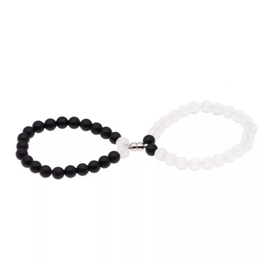 Trendy Afstand Armband Magneten | Natuursteen | Wit / Zwart | Voor Hem en Haar Magneet| Cadeau