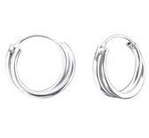 Joy|S - Zilveren oorringen 12 mm / 2.4 mm - dubbele ring - zilver