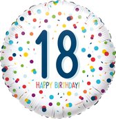 Folieballon 18 confetti happy birthday