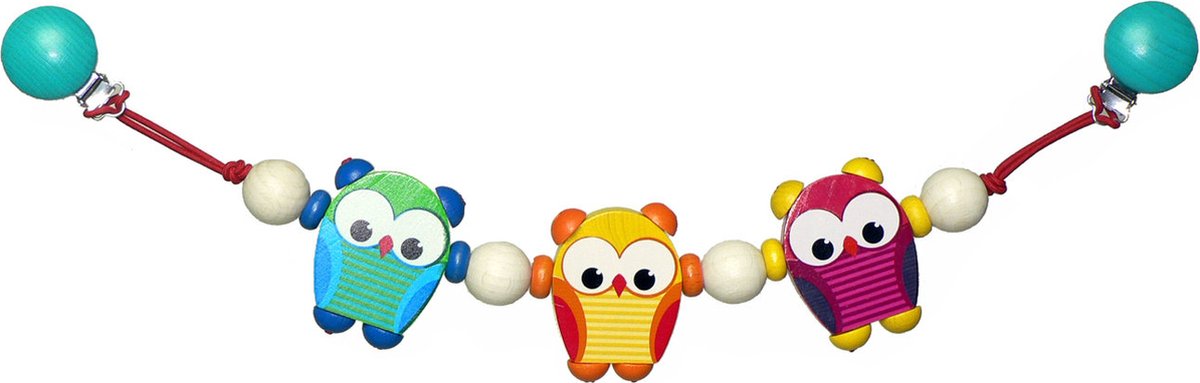 Hess houten wagenhanger uiltjes - kleurrijke speelboog voor baby's.