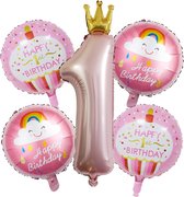 World of Balloons Roze 1 Jaar Verjaardag Versiering - Ballonnen 1 Jaar Verjaardag - Jongen & Meisje