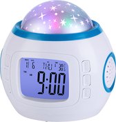 Slaaptrainer - Kinderwekker - Met Dimfunctie - Wekker met Sterrenhemel Projector - digitale wekker - Wit - Nachtlampje Kinderen