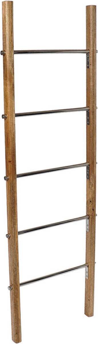 Losstaand handdoekenrek DKD Home Decor Natuurlijk Ziverachtig Aluminium Mangohout (42,5 x 5 x 147,5 cm)